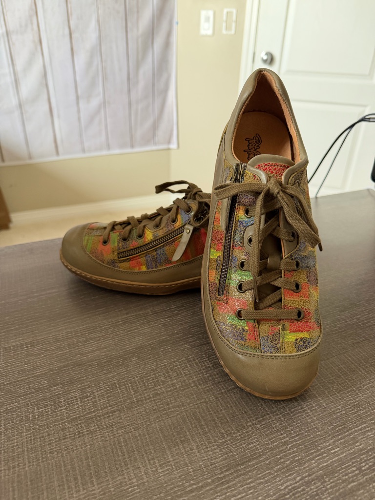 Portofino Colorful Mosaic Leather Side-Zip Comfort Sneakers Size 41
